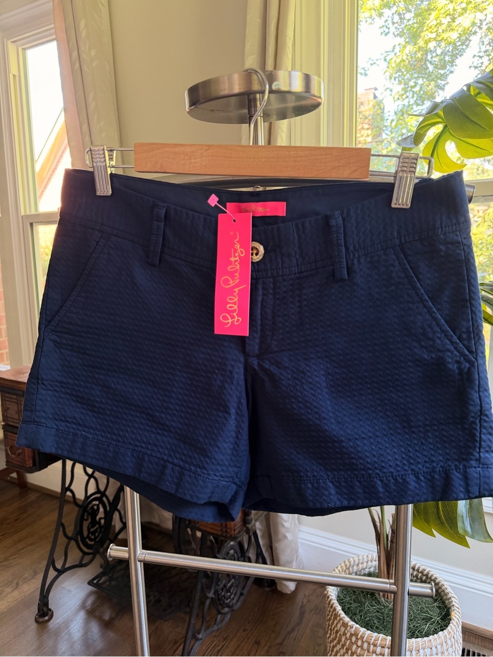 Lilly Pulitzer Navy Textured Shorts with Front Pockets